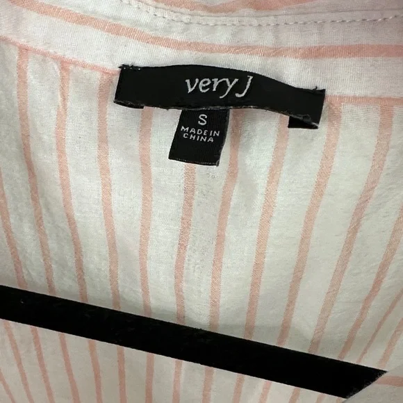 Very J Red Floral Pink Striped Button Down Shirt - Picture 2 of 3